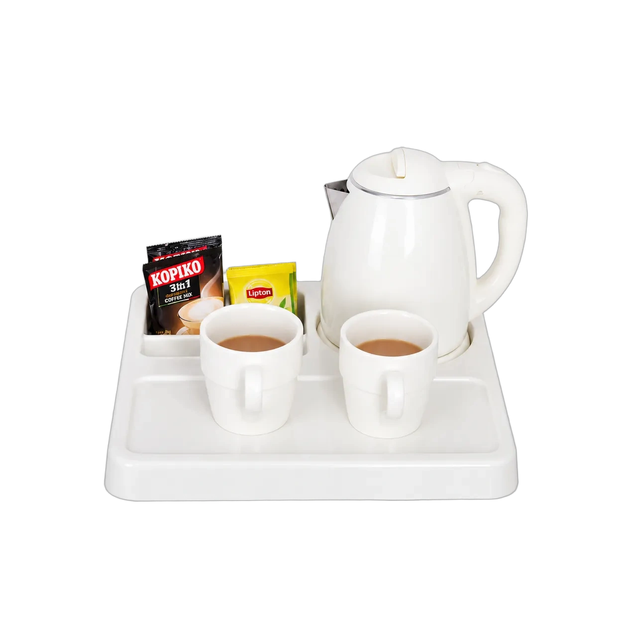 Electric tea kettle with cups and tray for hotel guest rooms - OREXON LUXE