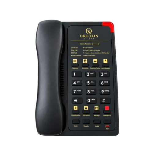 Black corded landline phone standard model for hotel rooms - OREXON LUXE