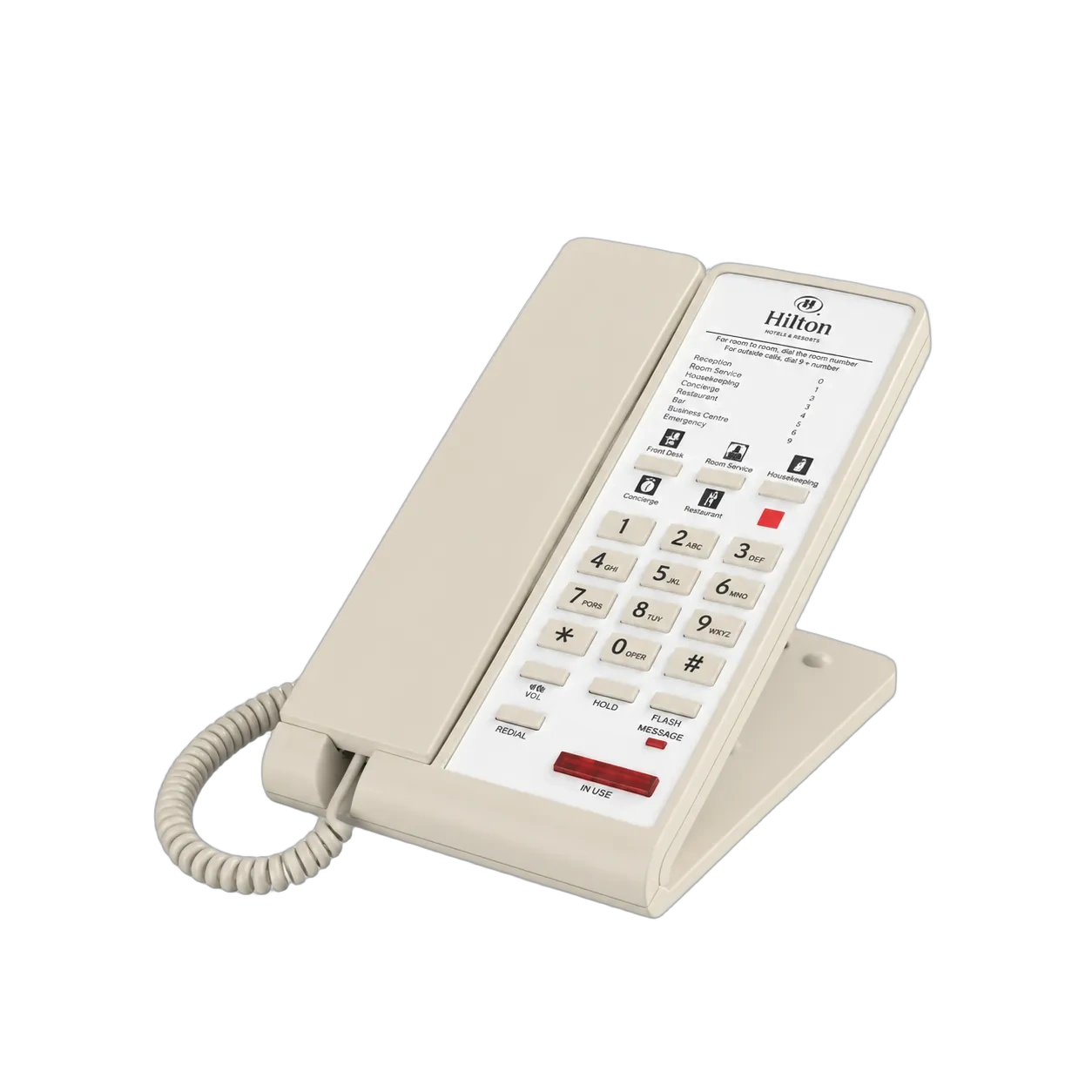 White corded landline phone front desk model for hotel reception - OREXON LUXE
